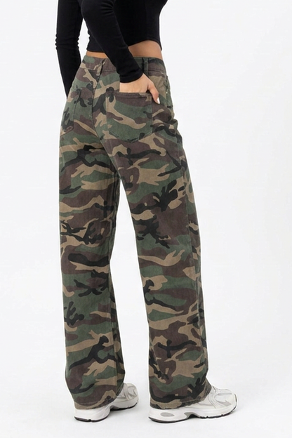 Women's Vintage Camo Wide-Leg Jeans