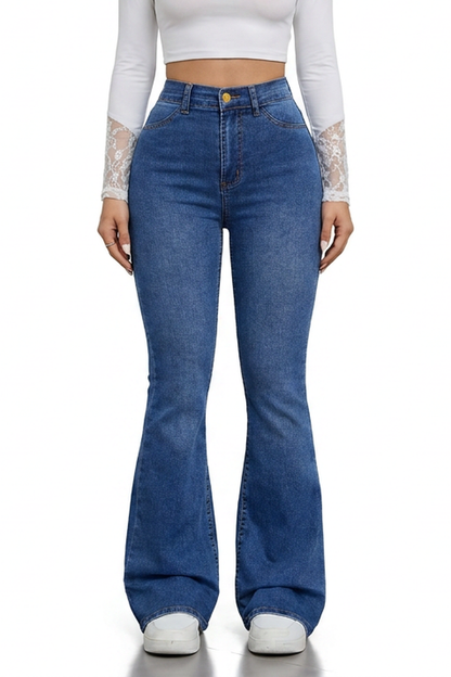 Women's Blue Vintage Stretch Flare Jeans