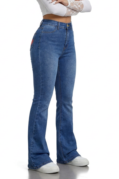 Women's Blue Vintage Stretch Flare Jeans
