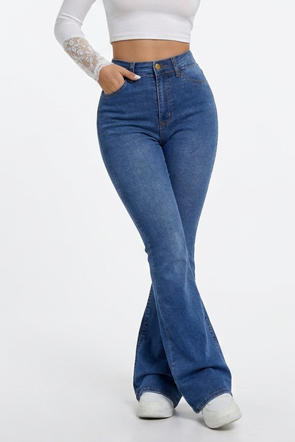 Women's Blue Vintage Stretch Flare Jeans