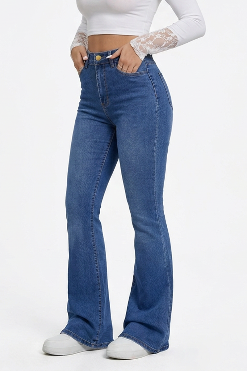 Women's Blue Vintage Stretch Flare Jeans