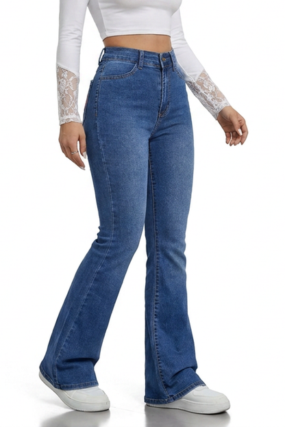 Women's Blue Vintage Stretch Flare Jeans