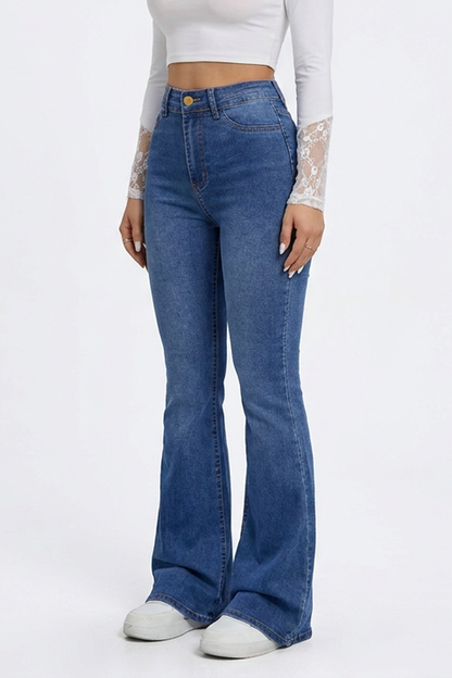 Women's Blue Vintage Stretch Flare Jeans
