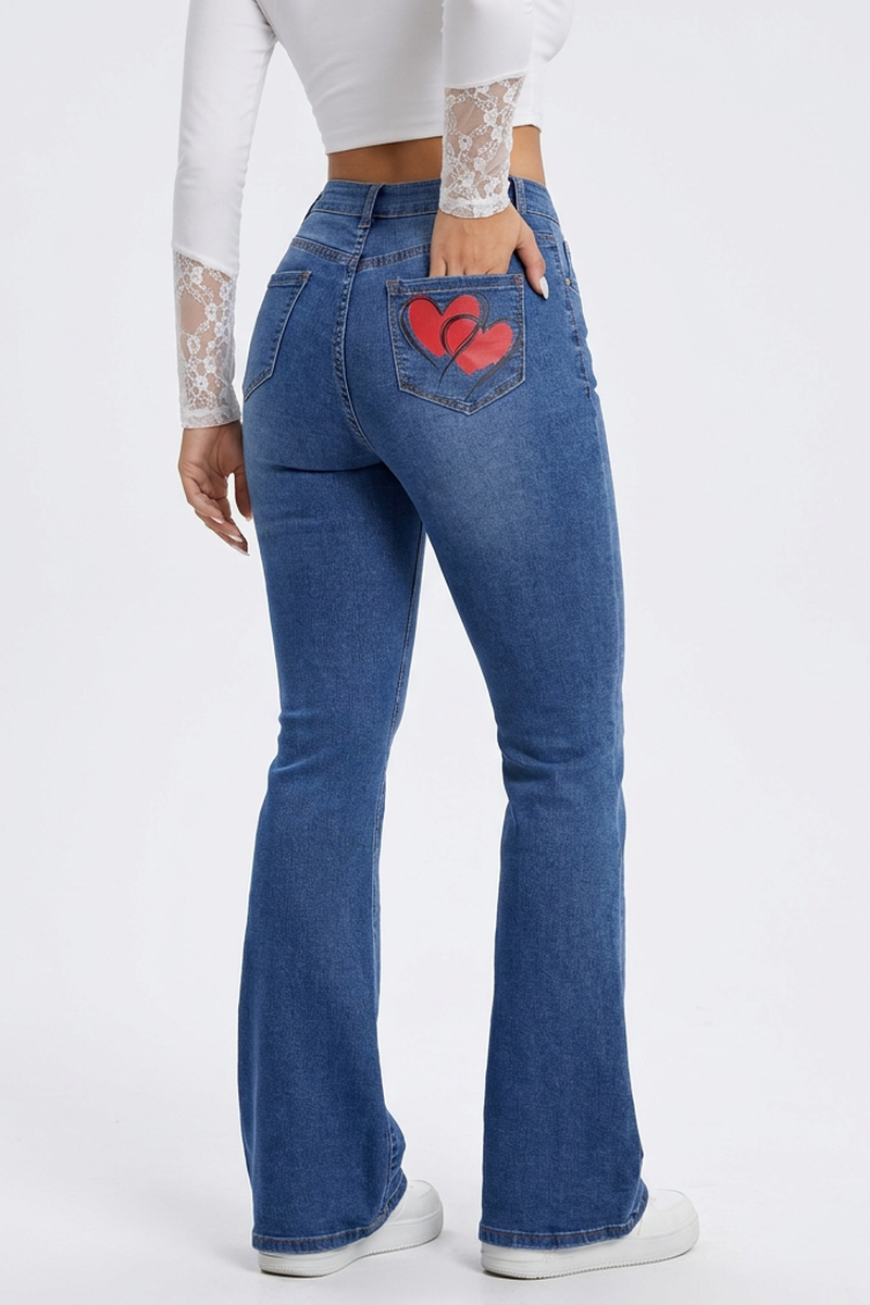 Women's Blue Vintage Stretch Flare Jeans