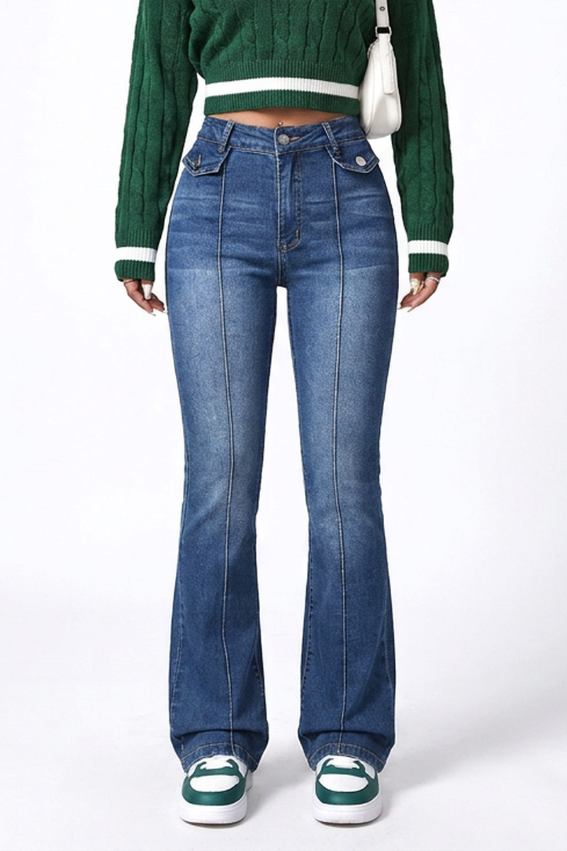 Women's Blue Vintage High-Waisted Flare Jeans