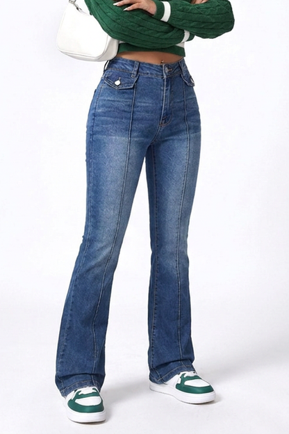 Women's Blue Vintage High-Waisted Flare Jeans
