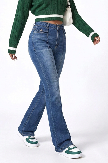 Women's Blue Vintage High-Waisted Flare Jeans