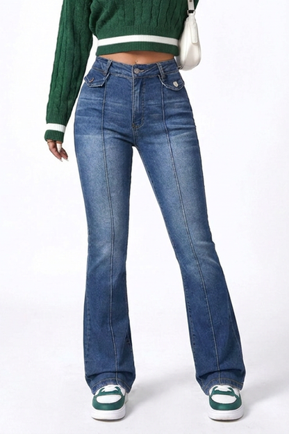 Women's Blue Vintage High-Waisted Flare Jeans