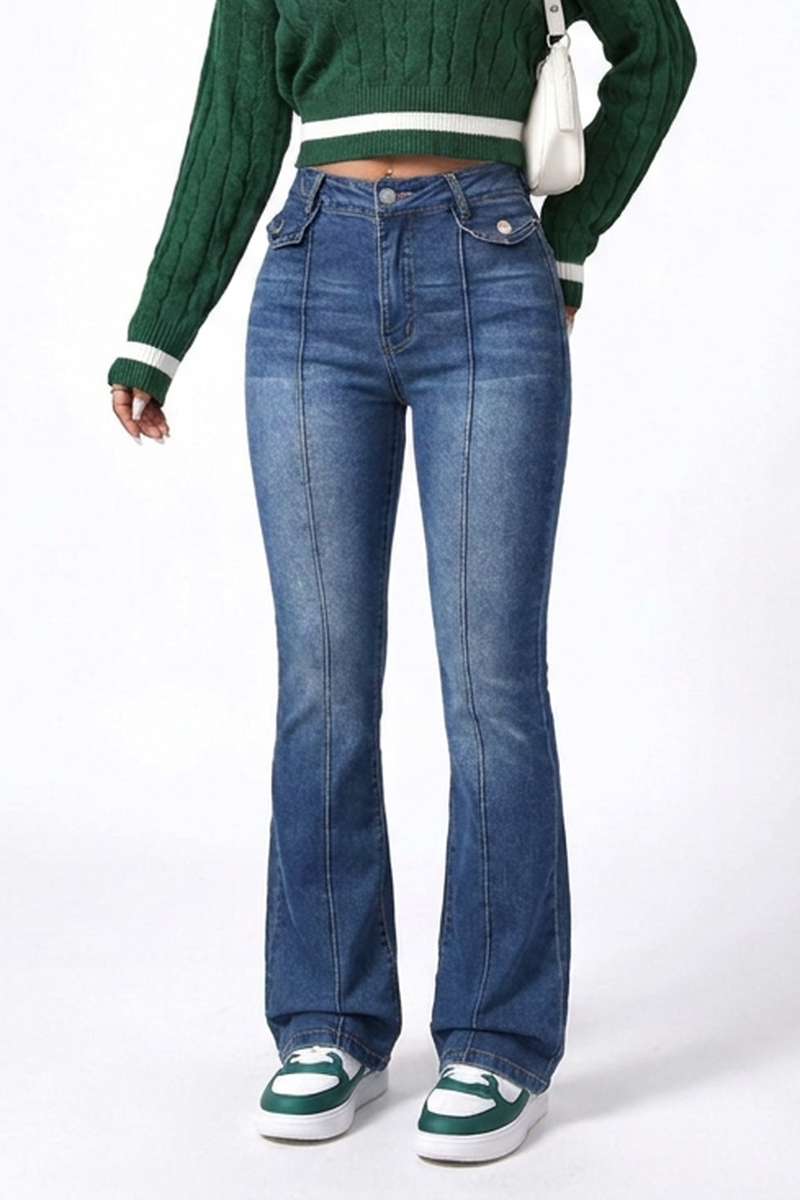 Women's Blue Vintage High-Waisted Flare Jeans