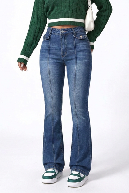 Women's Blue Vintage High-Waisted Flare Jeans