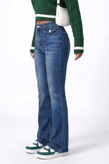 Women's Blue Vintage High-Waisted Flare Jeans