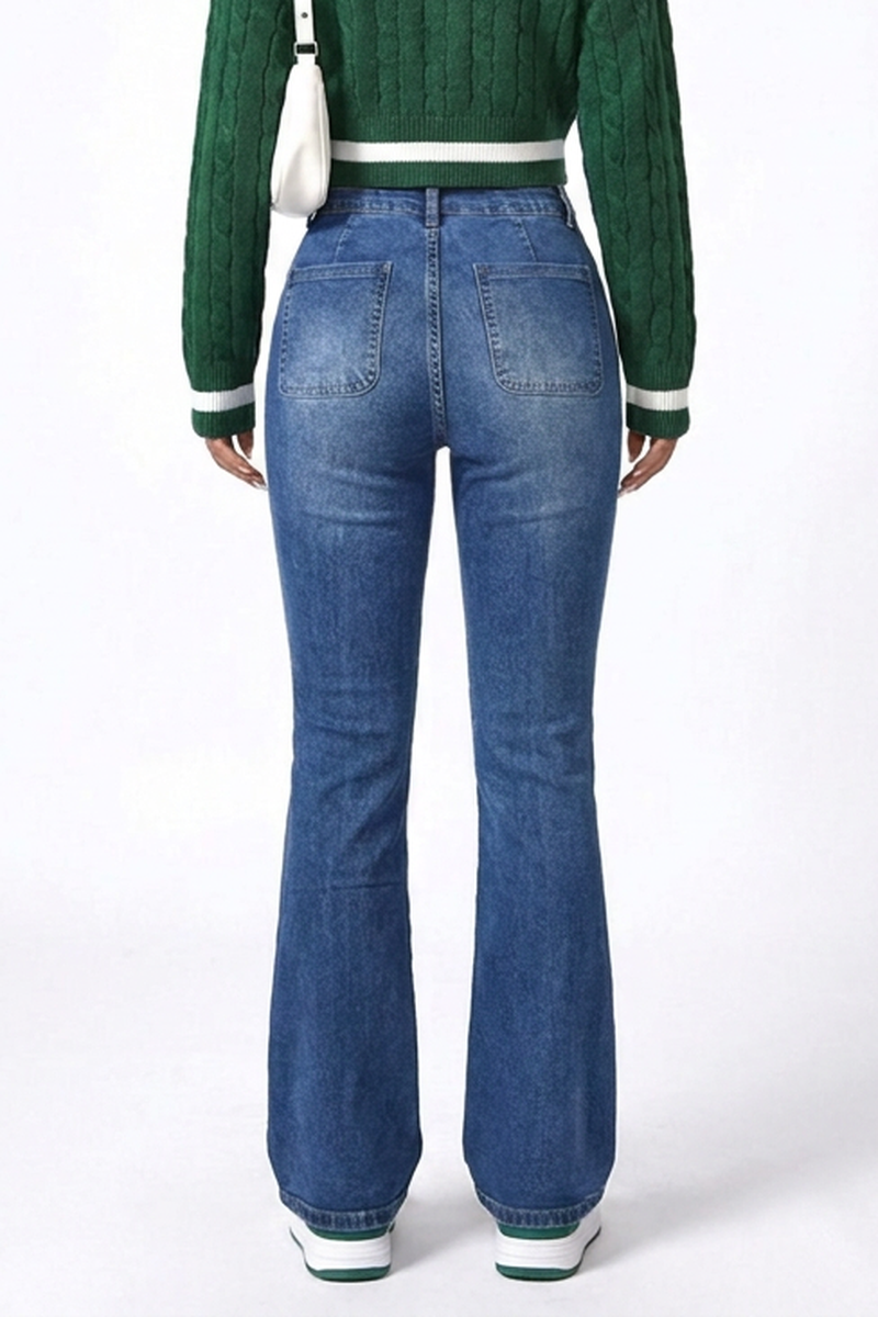 Women's Blue Vintage High-Waisted Flare Jeans