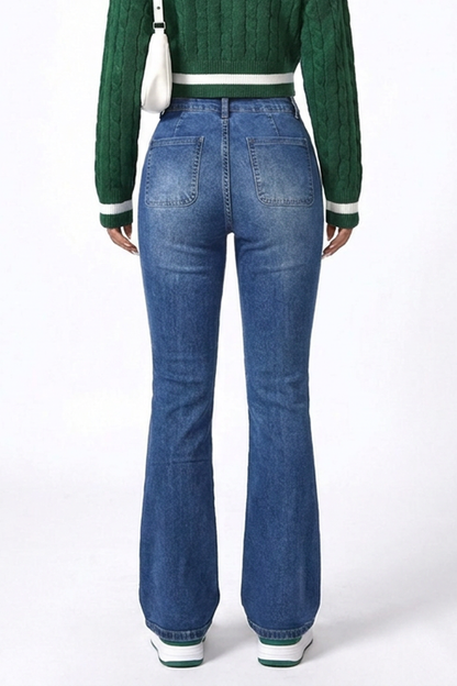 Women's Blue Vintage High-Waisted Flare Jeans