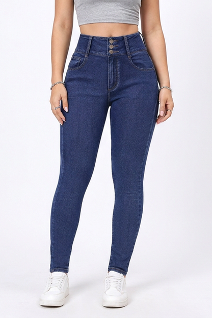 Women's Blue High-Waisted Stretch Skinny Jeans