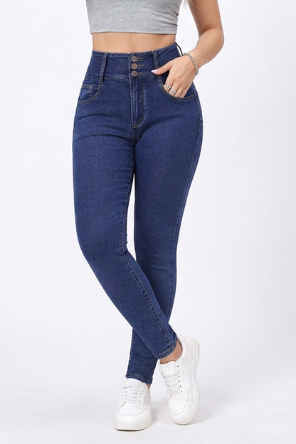 Women's Blue High-Waisted Stretch Skinny Jeans