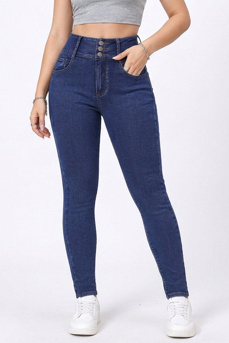 Women's Blue High-Waisted Stretch Skinny Jeans