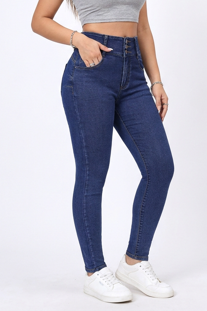 Women's Blue High-Waisted Stretch Skinny Jeans