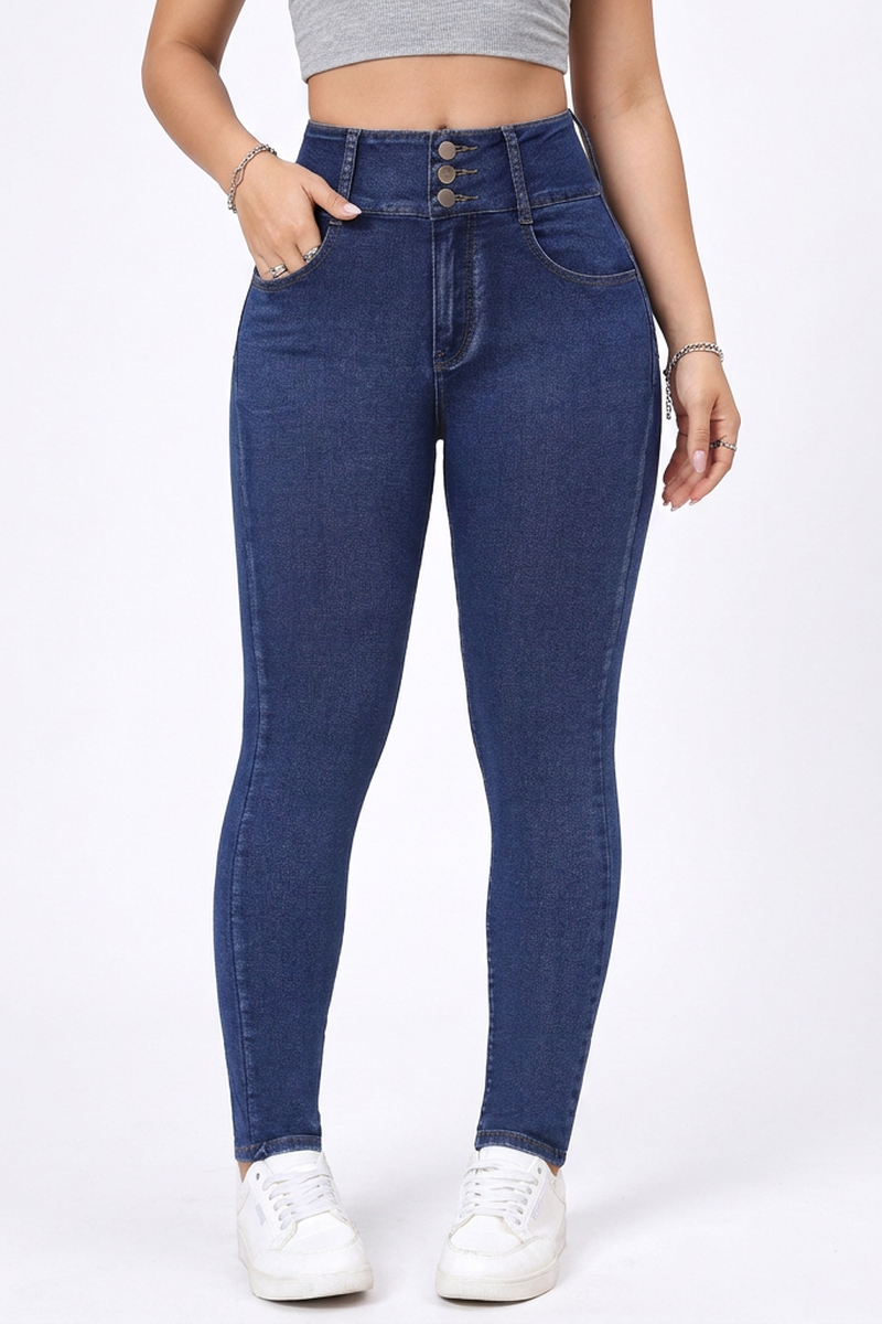 Women's Blue High-Waisted Stretch Skinny Jeans