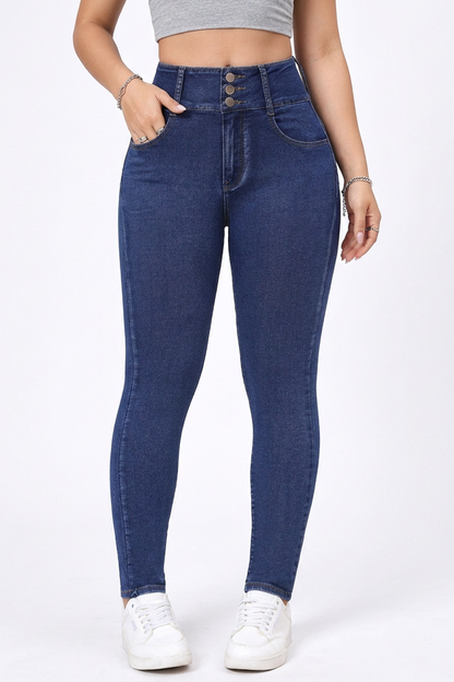 Women's Blue High-Waisted Stretch Skinny Jeans