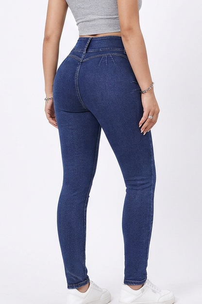 Women's Blue High-Waisted Stretch Skinny Jeans
