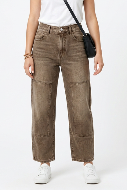 Women's Vintage Casual Paneled Straight-Leg Jeans