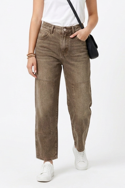 Women's Vintage Casual Paneled Straight-Leg Jeans