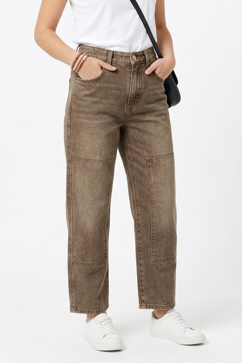 Women's Vintage Casual Paneled Straight-Leg Jeans