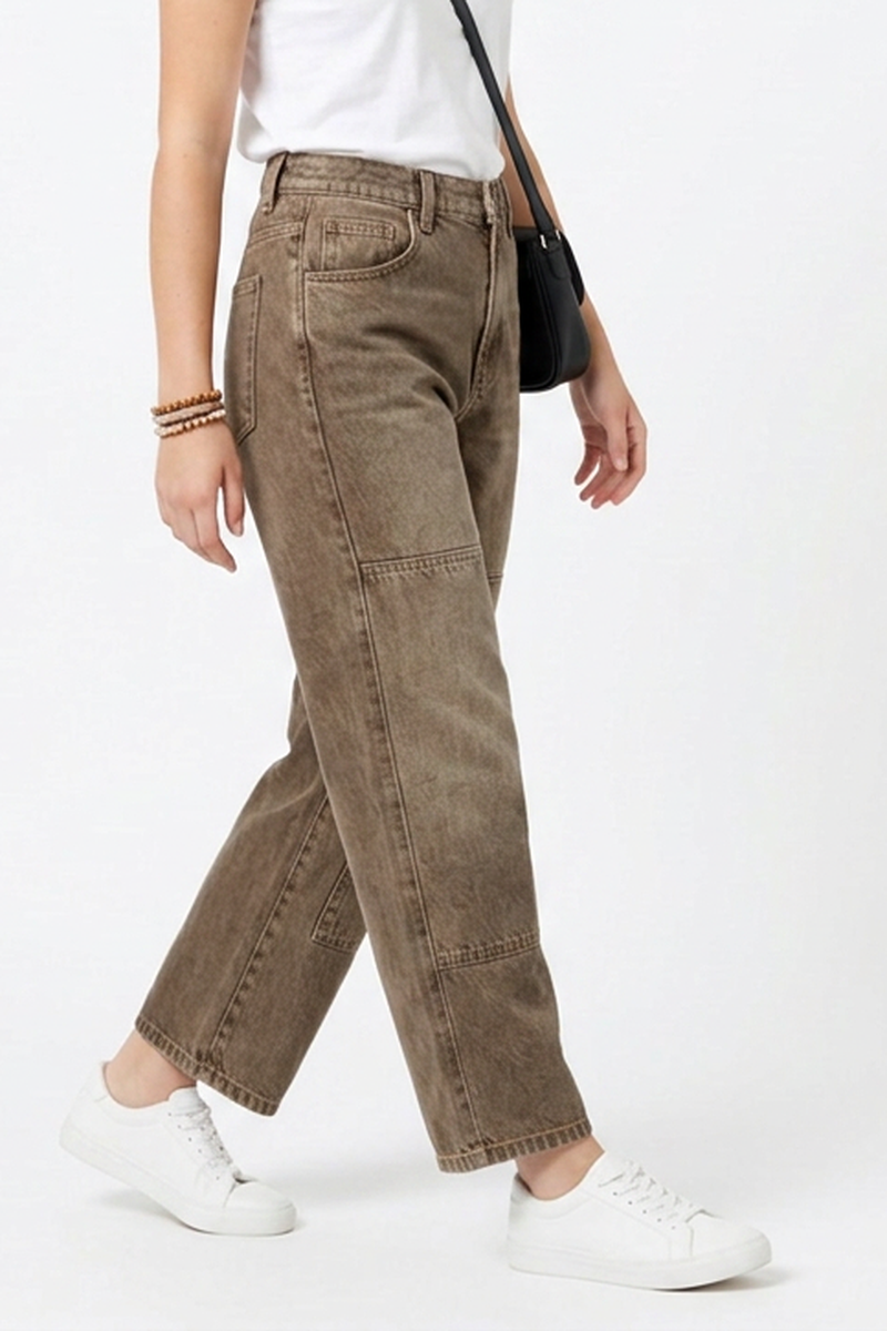 Women's Vintage Casual Paneled Straight-Leg Jeans