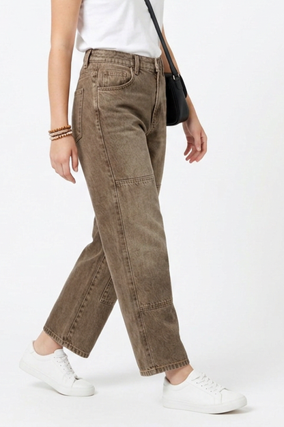 Women's Vintage Casual Paneled Straight-Leg Jeans