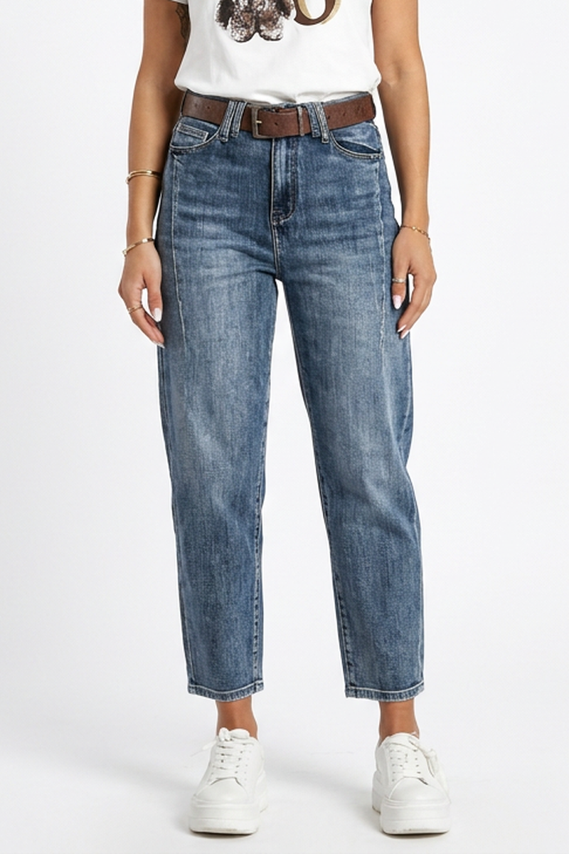 Women's Vintage High-Waisted Stretch Straight Jeans