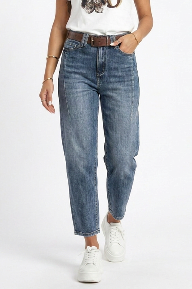 Women's Vintage High-Waisted Stretch Straight Jeans