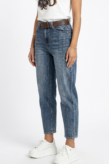 Women's Vintage High-Waisted Stretch Straight Jeans