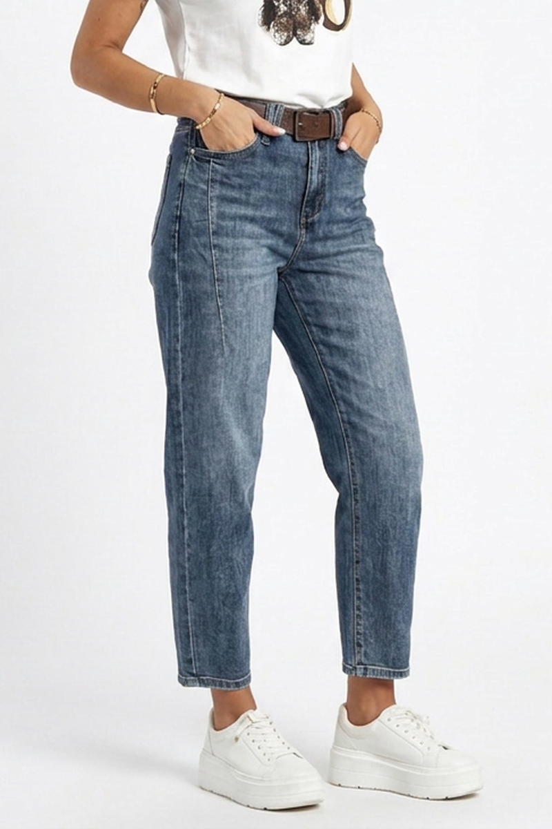 Women's Vintage High-Waisted Stretch Straight Jeans