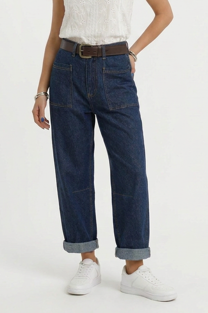 Women's Vintage Casual Washed Straight-Leg Jeans